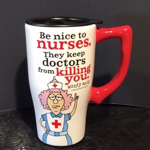 Aunty Acid Nurse Travel Mug - Red and White